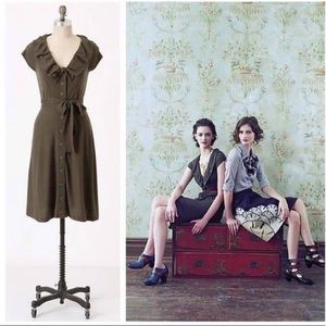 Anthropologie cashmere blend sweater dress, ruffled v-neck, size XS